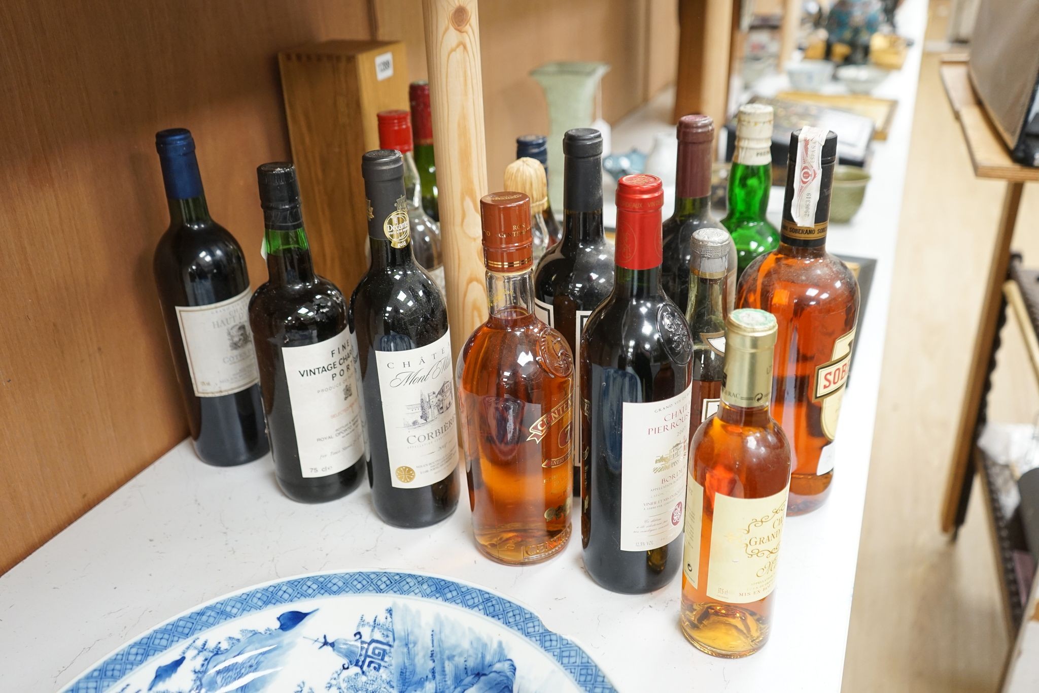 A quantity of assorted wines, brandies, ports, etc.